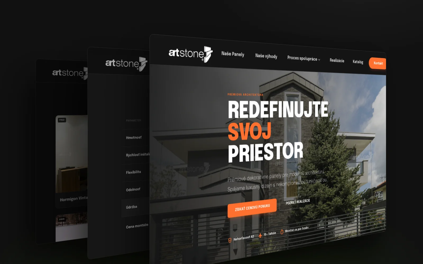 Artstone – ukážky stránok webu