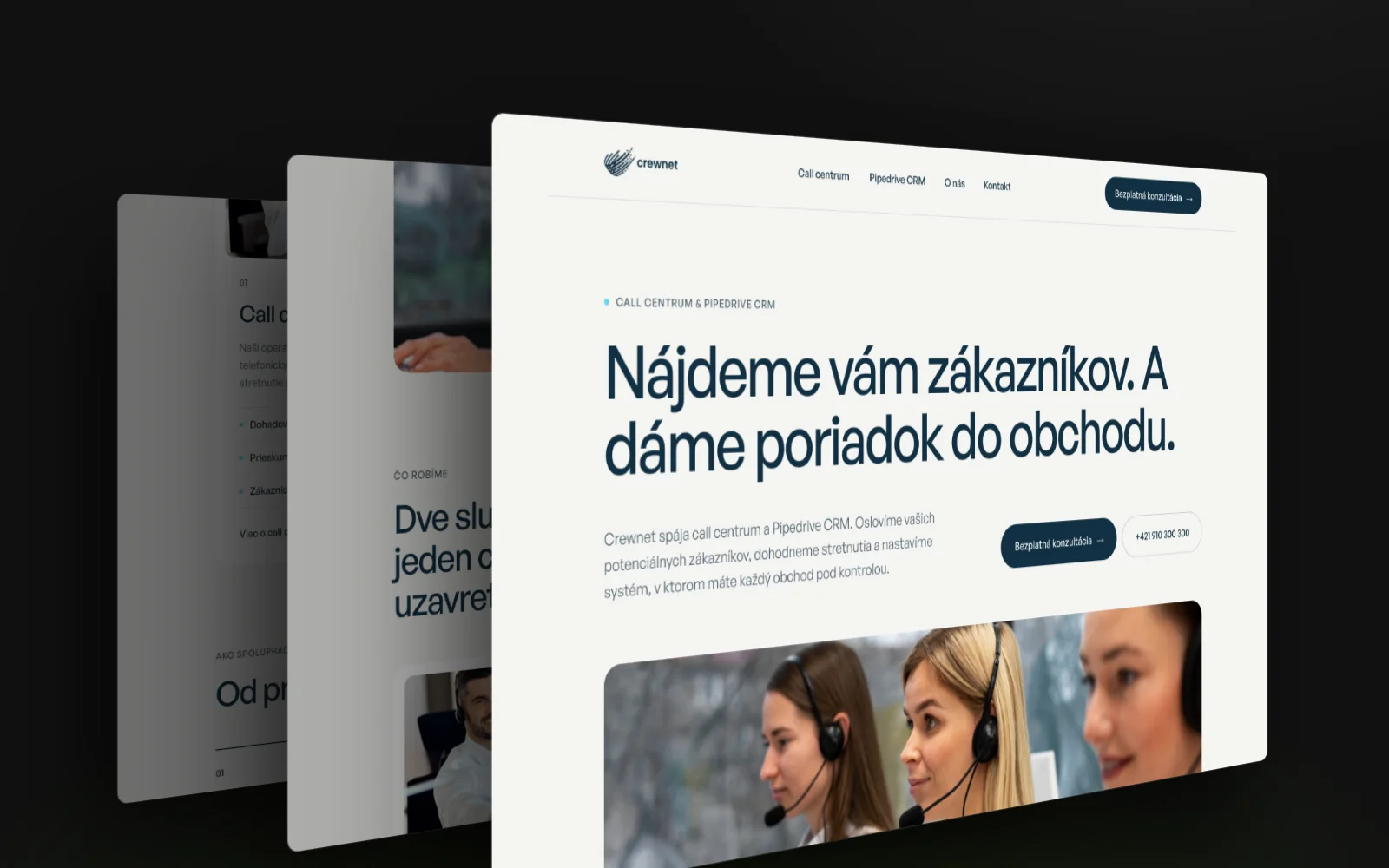 Crewnet – ukážky stránok webu