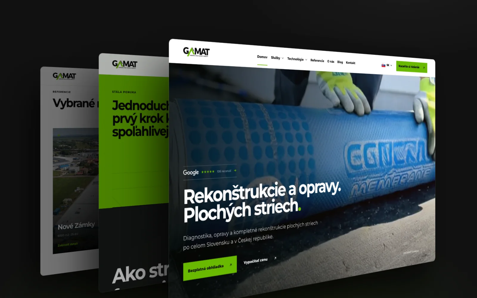 GAMAT – ukážky stránok webu