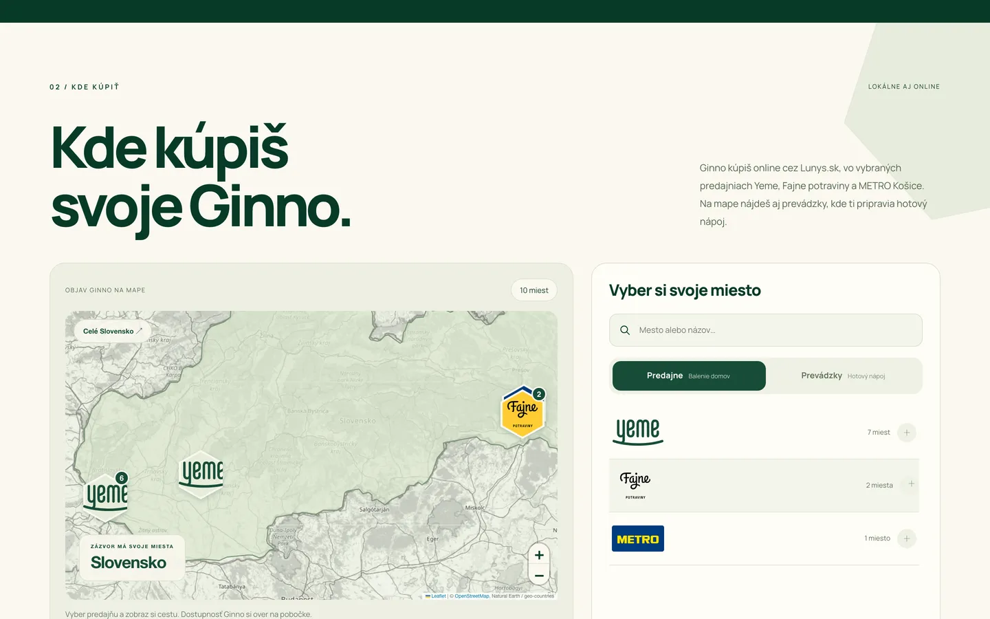 Ginno – Predajne