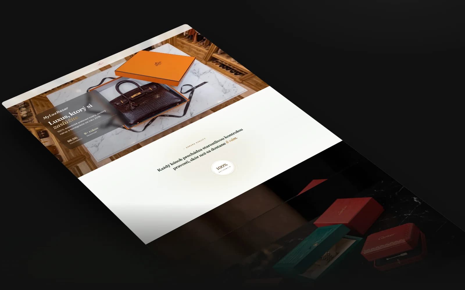 Stránky webu MyLuxBazar v perspektíve