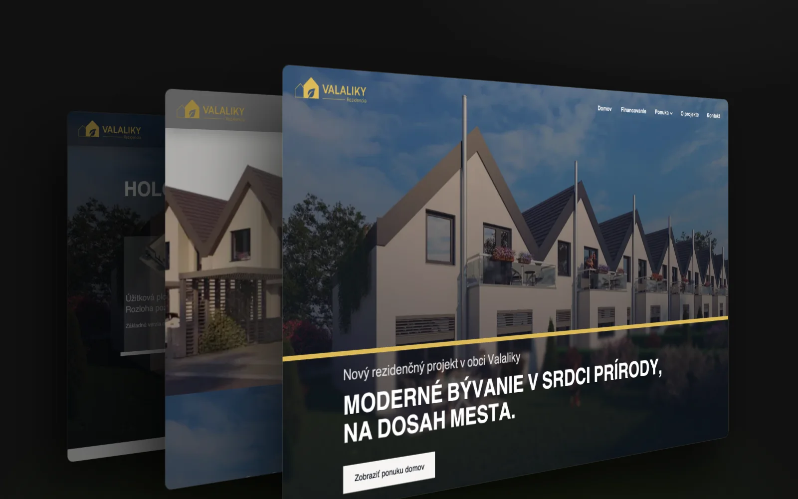 Rezidencia Valaliky – ukážky stránok webu