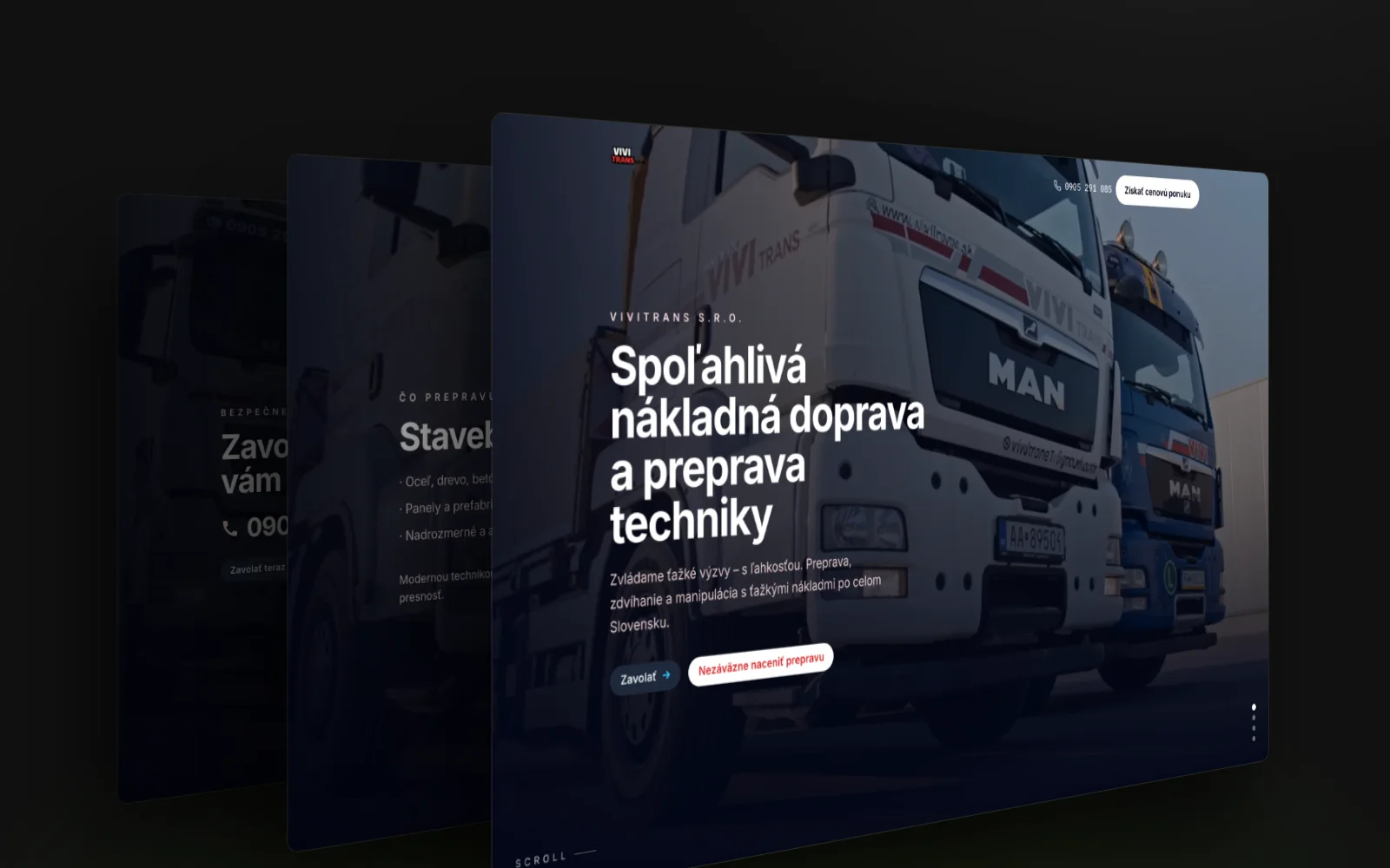VIVI TRANS – ukážky stránok webu