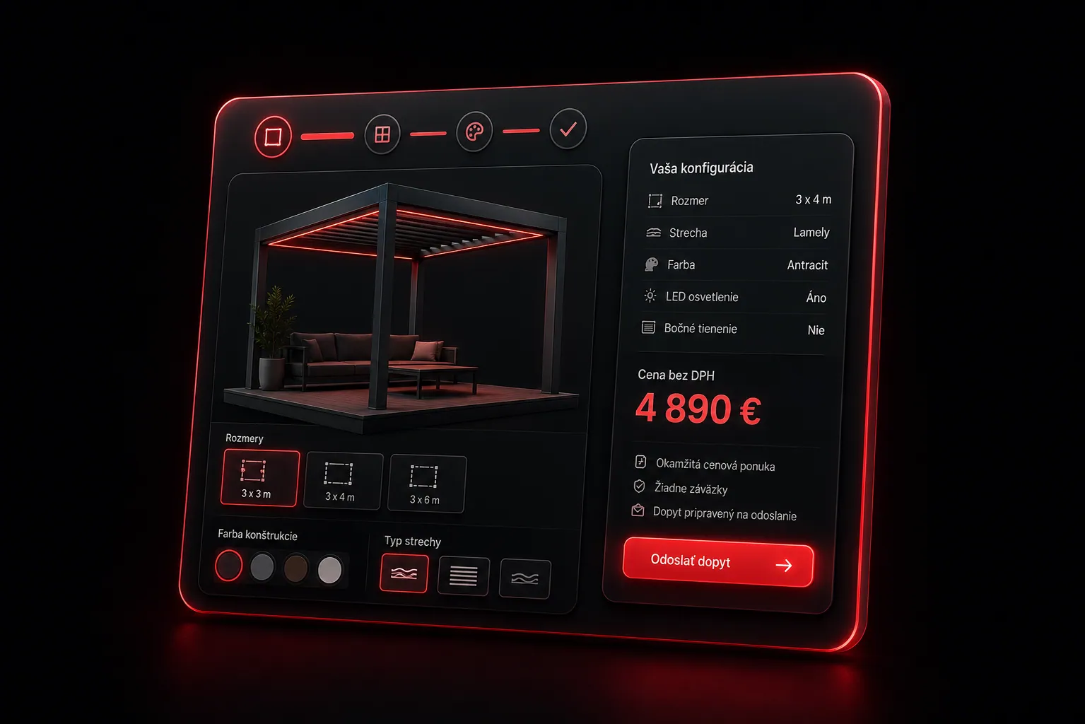 Ukážka rozhrania 3D produktového konfigurátora